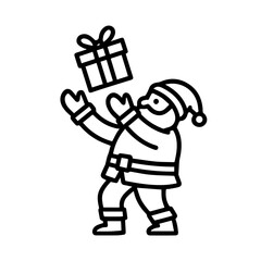 outline icon Santa catching a gift vector on a white background
Vector outline icon of a holiday on a white background