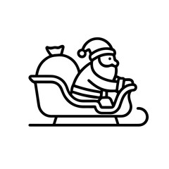 outline icon Santa sitting in a sleigh vector on a white background
Vector outline icon of a holiday on a white background