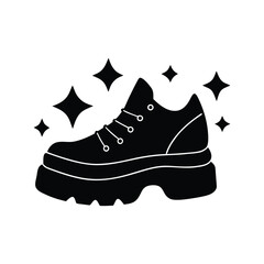 Chunky platform sneakers black silhouette vector art illustration