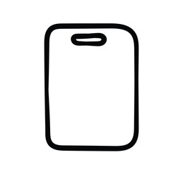 Minimal tag label icon in black outline on white background, representing price tags, shopping labels, sales icons, and product identification graphics.