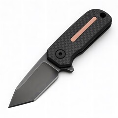 Folding Pocketknife with Carbon Fiber Handle on White Background