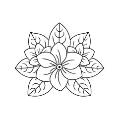 Fantasy hibiscus cluster detailed outline vector art illustration