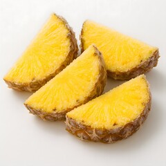 Cut Pineapple Pieces Arranged on a White Background Ready for Eating