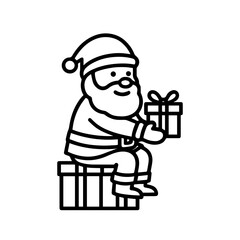 outline icon Santa sitting on gifts vector on a white background
Vector outline icon of a holiday on a white background