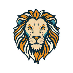 Obraz premium Hand-drawn Leo zodiac sign illustration featuring a majestic lion head with flowing mane and bold colors. Perfect for astrology, tattoo, and decorative graphic art. Part of set.