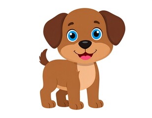 Cute cartoon brown puppy standing