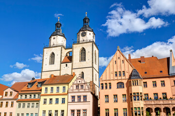Obraz premium Lutherstadt Wittenberg, Marktplatz mit der Stadtkirche