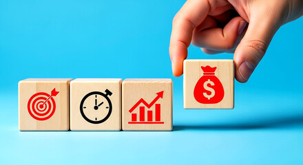 Maximizing financial growth Aiming for goals beating the clock building chart progress leading to wealth and money