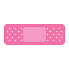 Medical pink plaster isolated on white background, wound plasterer or bandaged patch, adhesive health care object. Injury tape plaster flat design, Sticking plaster. First aid concept. Vector EPS 10