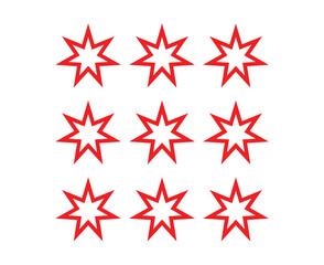 Star Shape Icon Outline Collection Design Red Element Vector Illustration