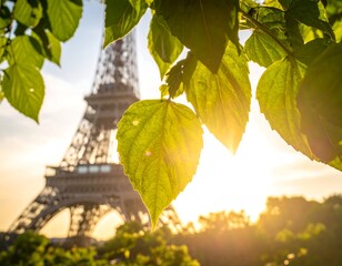 Parisian sunrise, leaves in focus