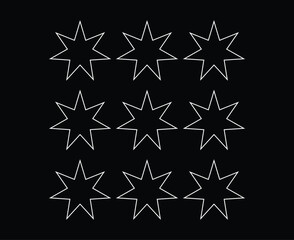 Star Shape Icon Outline Collection Design Black And White Elements Vector Illustration