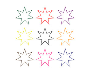 Obraz premium Star Shape Icon Outline Collection Design Multicolor Elements Vector Illustration