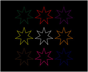 Star Shape Icon Outline Collection Design Multicolor Element Vector Illustration
