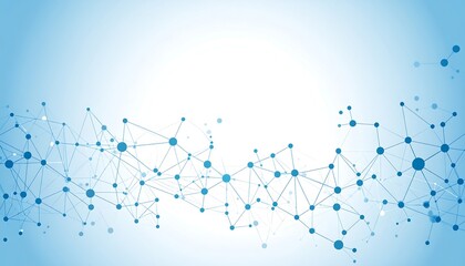 Abstract network graphic with interconnected nodes.  Light blue background.  Geometric shapes