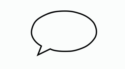 Simple hand drawn outline of a speech bubble icon on a white background