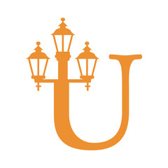 Light Logo combine with letter U vector template