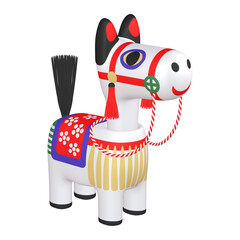 干支のイラスト素材　午年　馬の首振り人形（1_2）