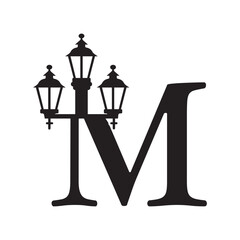 Light Logo combine with letter M vector template