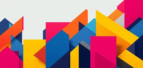 Dynamic interplay of bold geometric shapes in vibrant, contrasting colors creates a modern abstract background,  cover,  style