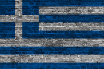 Greece flag brick wall texture background