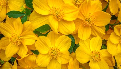 Close-up view of bright yellow cosmos flowers
