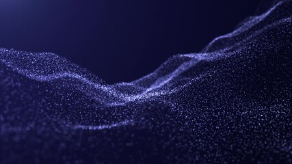 Digital particle wave and light abstract background, futuristic cyber background with wave magic animation of sparkling glowing particles, dots flicker and glow. 3D. Seamless loop 4k  - Powered by Adobe