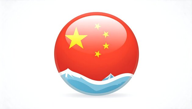 Chinese flag button with icy border