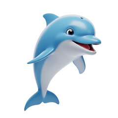 Obraz premium Cheerful Cartoon Dolphin Leaping