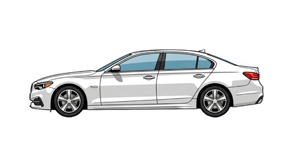 Car Vector Template – Scalable Vehicle Outline Illustration on White Background
