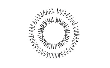 Abstract oval shape formed by concentric spring coils silhouette isolated on white background