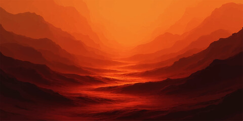 Sunset over the mountains with colorful sky and glowing clouds