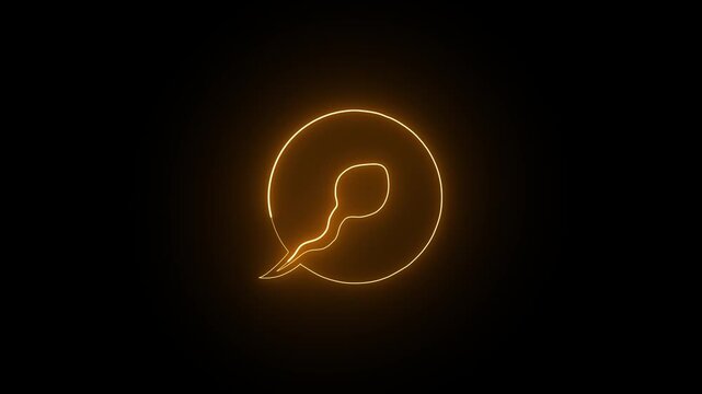 Single sperm icon neon glowing concept .HD video 