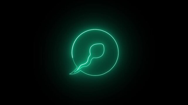 Single sperm icon neon glowing concept .HD video 