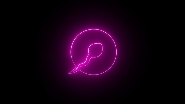 Single sperm icon neon glowing concept .HD video 