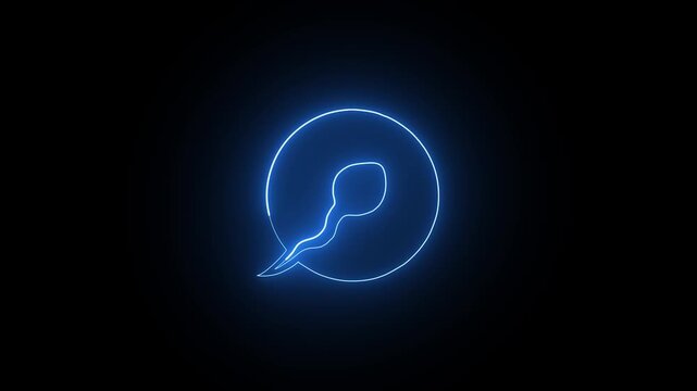 Single sperm icon neon glowing concept .HD video 