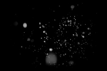 White Snow Isolated on Black Background