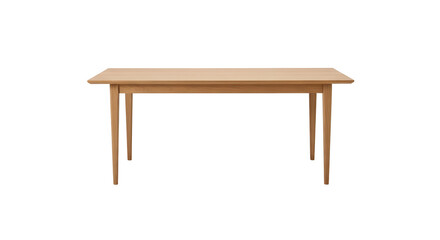 Realistic wooden table with a smooth, light brown surface. Ideal for interior design projects, the furniture object is isolated on a transparent background, perfect for clean design compositions.