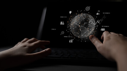 Global business network connecting digital economy and data exchange. Global business expands market, business shares data, global drives finance, and global business supports insight. Latch