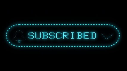 Abstract High Tech Neon Futuristic "Subscribe or Subscribed" Button Animation Backdrop, Digital Aesthetic, Solid Background, Holographic Glow, Cyber Space and Cyber Security Concept, Intro or Outro. - Powered by Adobe