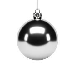 Fototapeta premium Silver Christmas Ball Ornament with Textured Cap Isolated Against Transparent Background for Holiday Celebration Still Life