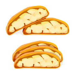 Delicious sliced ​​apple strudel pieces