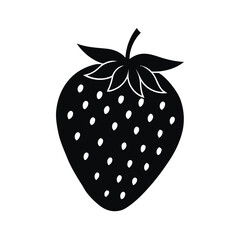 strawberry, fruit, food, silhouette, black and white, icon, symbol, isolated, healthy, organic, sweet, fresh, nature, vitamin, diet, raw, simple, graphic, design, illustration, drawing, vector, ripe, 
