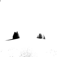 Winter landscape illustration with pine trees silhouette on snow covered ground for christmas cards design 100