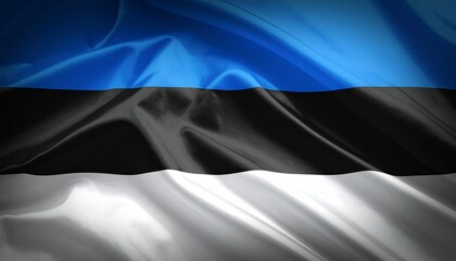 Estonian national flag waving dynamically