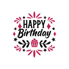 happy birthday, celebration, text, lettering, typography, greeting, card, invitation, cupcake, cake, dessert, festive, decoration, party, event, holiday, design, graphic, illustration, symbol, icon, a