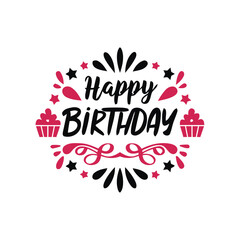 happy birthday, celebration, text, lettering, typography, greeting, card, invitation, cupcake, cake, dessert, festive, decoration, party, event, holiday, design, graphic, illustration, symbol, icon, a