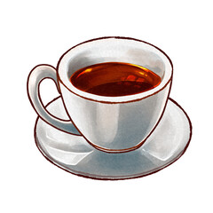 紅茶の入ったカップの水彩風ラスターイラスト