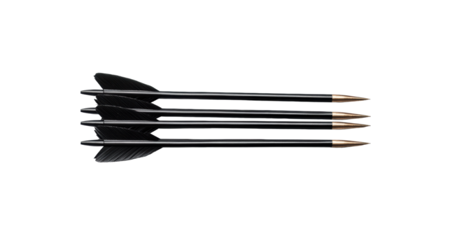 Sleek black arrows on transparent background