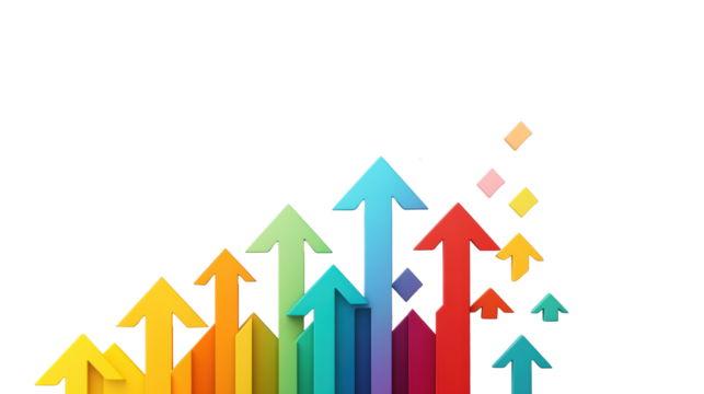 Colorful Arrows Pointing Upward on Transparent Background - Powered by Adobe